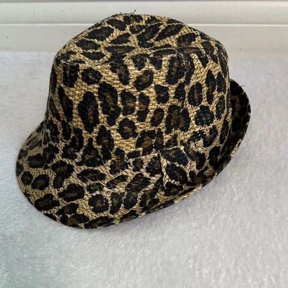 Bongo Leopard Print Fedora Print Hat Summer Glam Mob Wife Animal Print - Picture 1 of 9